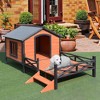 PawHut Small/Medium Dog House with Porch for Expansive Size, Wooden Elevated Dog Shelter, 67" - 3 of 4