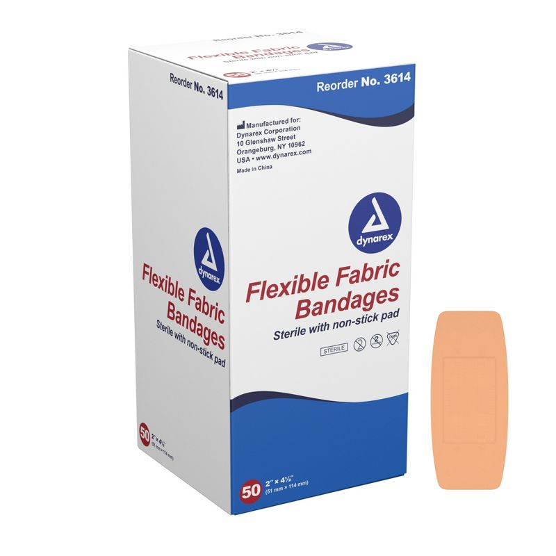 Dynarex Tan Fabric Adhesive Bandage Sterile 2 X 4-1/2 Inch, 1 of 2