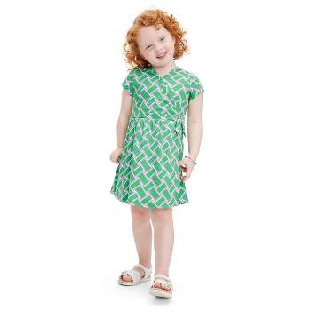 Toddler Short Sleeve Vintage Weave Green Faux Wrap Dress - DVF for Target