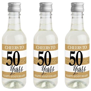 Big Dot of Happiness We Still Do - 50th Wedding Anniversary - Mini Wine and Champagne Bottle Label Stickers - Anniversary Party Favor Gift - Set of 16 - 1 of 4