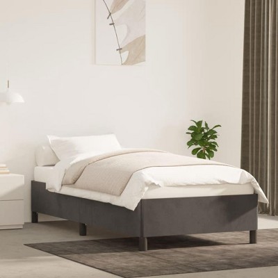 vidaXL Modern Twin Bed Frame in Dark Gray Velvet Finish - Sleek Design and Durable Construction