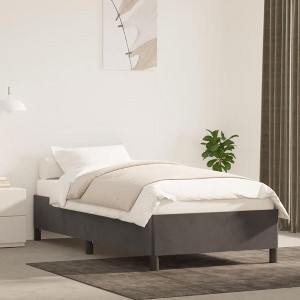 vidaXL Modern Twin Bed Frame in Dark Gray Velvet Finish - Sleek Design and Durable Construction - 1 of 4