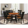 HomeStock 5-Pc Black and Cherry Finish Solid Wood Top - Round Dining Room Set - Seats 4 - 2 of 4