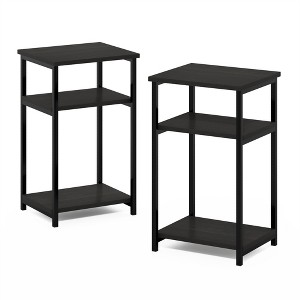Furinno Just 3-Tier Industrial Metal Frame End Table with Storage Shelves, 2-Pack, Espresso - 1 of 1