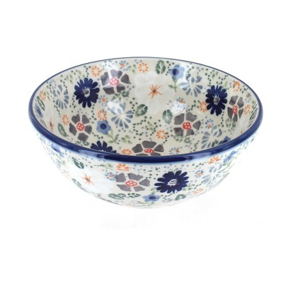 Blue Rose Polish Pottery Carnival Cereal/Soup Bowl