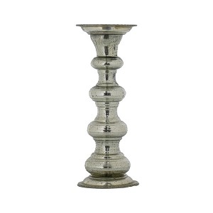 AZL1 Life Concept Candle Holders, Tall Ribbed Glass Holder with Metallic Finish for Dining Table and Floor Display Decor, Silver, 6.1"*6.1"*14.8" - 1 of 4