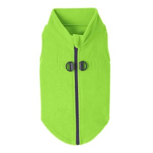 Gooby Zip Up Fleece Dog Sweater Lime, Large - 1 of 2