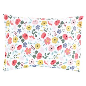 Hudson Baby Infant Girl Cotton Toddler Pillow Case, Modern Botanical, One Size - 1 of 2