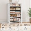 White Farmhouse 5-Drawer Dresser - 45" Tall Wood Chest with Geometric Fronts - Modern Vertical Storage Organizer for Bedroom or Living Room - 4 of 4