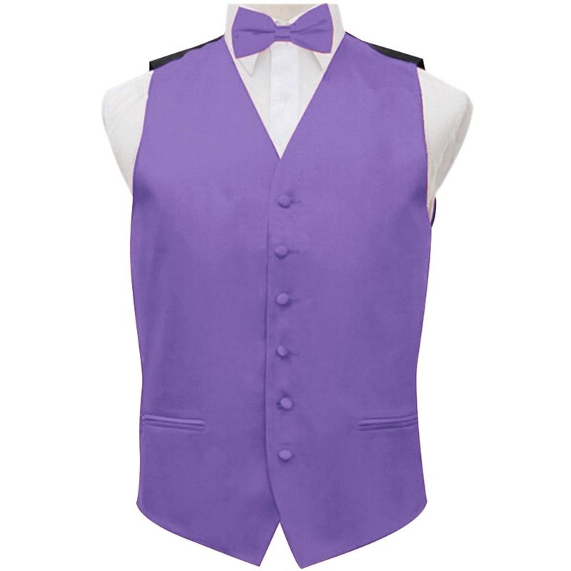 Lars Amadeus Men's V-Neck Business Wedding Satin Suit Vest with Bow Tie Set, 2 of 6
