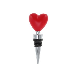 Unique Bargains Bottle Stoppers Heart Aluminum Alloy PTR Resin Red Silver Tone Black 4.17"x1.54"x0.79" 1 Pc - 1 of 3
