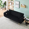 GlasFlength Sofas Contemporary Sofa with Cushioned Support and Clean Lines for Modern Living Spaces, Black,74”*33”*31" - 3 of 4