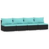 vidaXL 4 Seater Sofa with Cushions Black Poly Rattan - 2 of 4