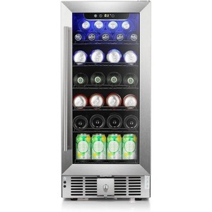 ZAFRO 2.9 CuFt Beverage Cooler, 115-Can, Quiet, Glass Door, Safety Lock, Stainless Handle - 1 of 4
