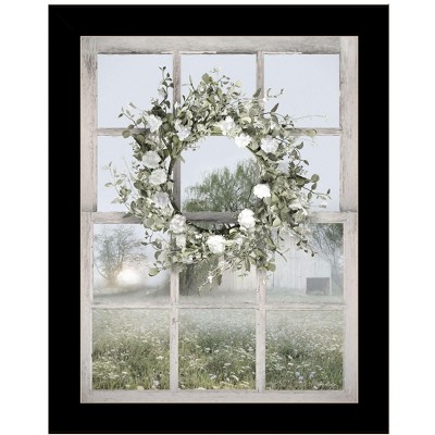 HomeRoots Spring Farm View Black Framed Print Wall Art