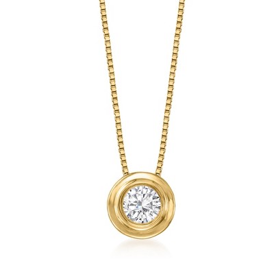 Ross-Simons 0.25 Carat Double Bezel-Set Diamond Solitaire Necklace in 14kt Yellow Gold Size 18