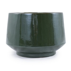 SpassWay 15" Dia Outdoor Indoor Ceramic Planter Pot Decorative Planter with Drainage Hole Patio Flower Pot - 1 of 4