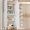 71" Tall Narrow Storage Cabinet - 5 Tier Kitchen Pantry Cabinet with 4 Doors & Adjustable Shelves, Freestanding Wooden Bathroom Organizer Cabinet - 4 of 4