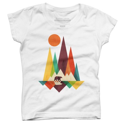 Girl's Design By Humans Mountain Bear By radiomode T-Shirt