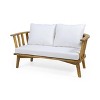 FIONECA Outdoor Acacia Wood Loveseat with Cushions ¨C White/Teak, 55.5" Wide - 4 of 4