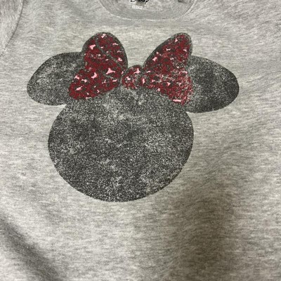 Men's Mickey & Friends Minnie Mouse Distressed Leopard Bow Sweatshirt -  Athletic Heather - Small : Target