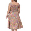 Agnes Orinda Women's Plus Size Square Neck Flutter Sleeve Smocked High Waist Floral Midi A Line Dresses - 4 of 4
