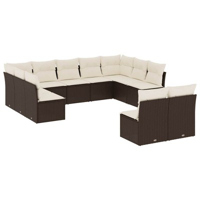 vidaXL Garden Sofa Set Brown, Cream