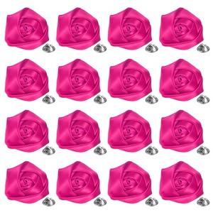 Unique Bargains Handmade Men Suits Formal Boutonnieres Wedding Corsage Lapel Pin Flower Brooch Butterfly Buckle 16 Pcs Dark Pink - 1 of 4