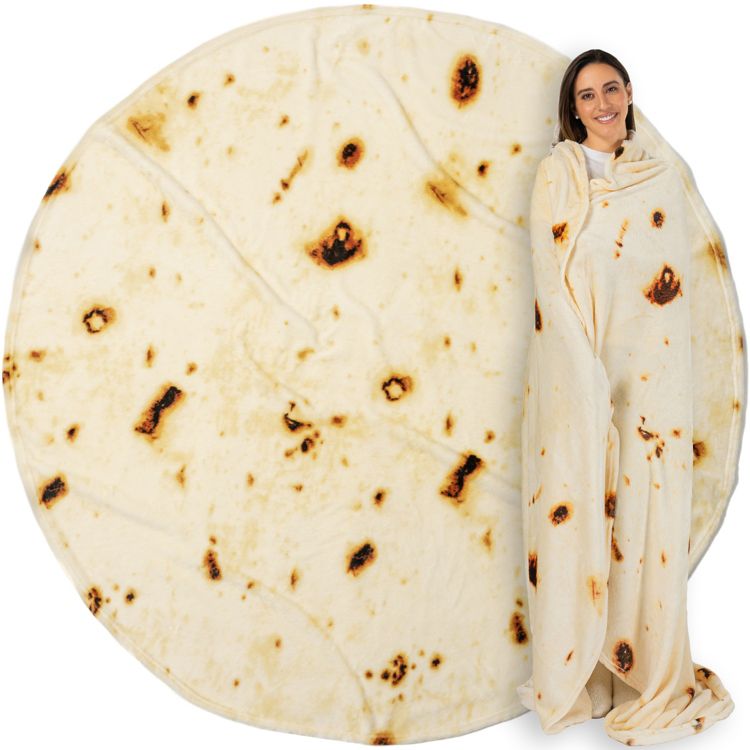 PAVILIA Burritos Tortilla Blanket, Double Sided Realistic Taco Wrap Adult Size, Funny Weird Cool Cute Fun Gag Gifts, 1 of 9