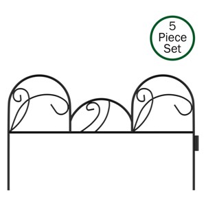Nature Spring Mimosa Decorative Metal Garden Interlocking Fencing Set for Edging Flower Beds and Landscaping - Black, 5 Pieces - 1 of 4