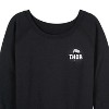 Women's - Marvel - Thor Hammer Lightweight French Terry Wide Neck Long Sleeve Shirt - 3 of 4