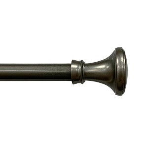 28"x48" Drapery Single Rod Set Finials Modern Pewter Trumpet - Lumi Home Furnishings: Adjustable Curtain Rod, Dark Silver - 1 of 4