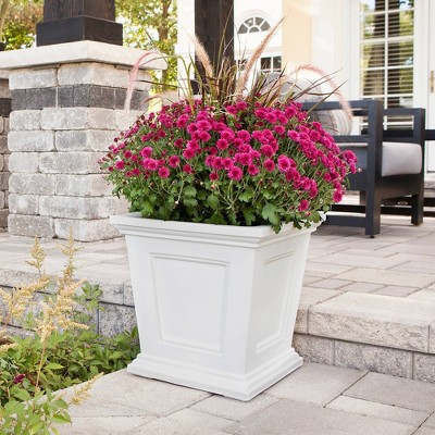 Fairfield Classic White 17" Square Self-Watering Polyethylene Planter
