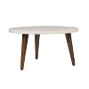 The Urban Port 24" Modern Coffee Table Round Off White Top Tapered Brown Mango Wood Legs Brown/White - 2 of 4