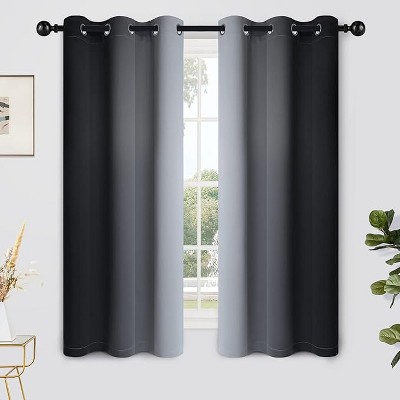 Yakamok Greyish White and Black Ombre Curtains(42x63 Inch, 2 Panels)