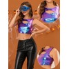 INSPIRE CHIC Women's Metallic Sleeveless Cut Out Party Holographic Crop Tank Tops - 2 of 4