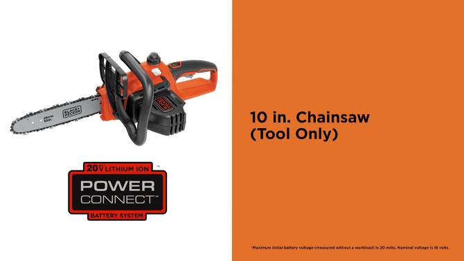 Black & Decker LCS1020B 20V MAX Brushed Lithium-Ion 10 in. Cordless Chainsaw (Tool Only), 2 of 9, play video