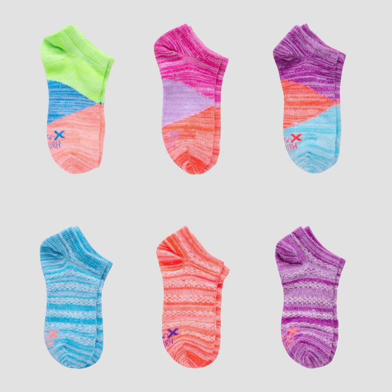 Hanes Premium Girls' 6pk Super No Show Athletic Solid Socks - Colors May Vary , 1 of 5