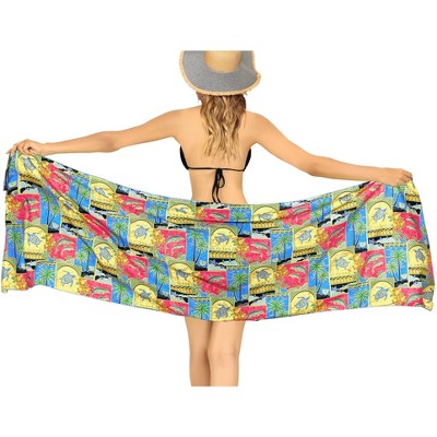 LA LEELA Women's Swimsuit Pareo Sarong Wraps One Size Multicolored Tropical