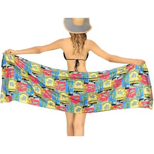 LA LEELA Women's Swimsuit Pareo Sarong Wraps One Size Multicolored Tropical - 1 of 4