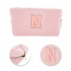 Unique Bargains Corduroy Rectangular Letter Makeup Bag Pink 1 Pc - 4 of 4
