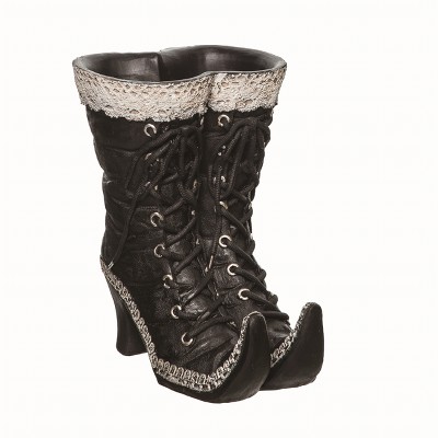 Transpac Resin Black Halloween Lace Witch Boot Container