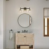 ALOADECOR 3-Light W22" Contemporary Bathroom Vanity Wall Sconce in Black and Vintage Brass with Dome Shape Clear Ribbed Glass Shade - 2 of 4