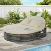 Outdoor Patio Round Recliner,Rattan Patio Recliner With Adjustable Backrests And Cushions,Recliner For Backyard Poolside-Cuddlewood - 2 of 4