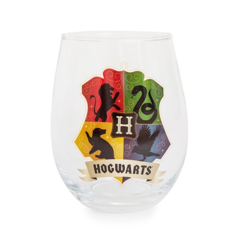 Harry Potter Hogwarts House Colors 12-Ounce Stemless Wine Glasses | Set of 4