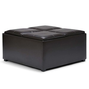 FranklSquare Coffee Table Storage Ottoman Tanners Brown Faux Leather - Wyndenhall