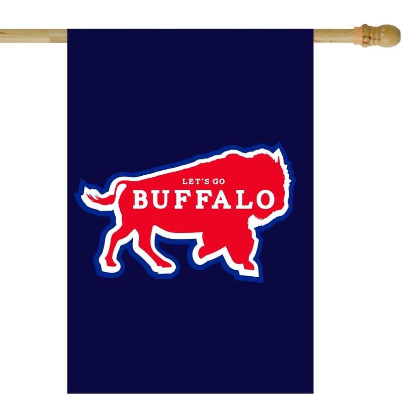 Northlight Red and White Let's Go Buffalo Outdoor House Flag 40" x 28", 3 of 4