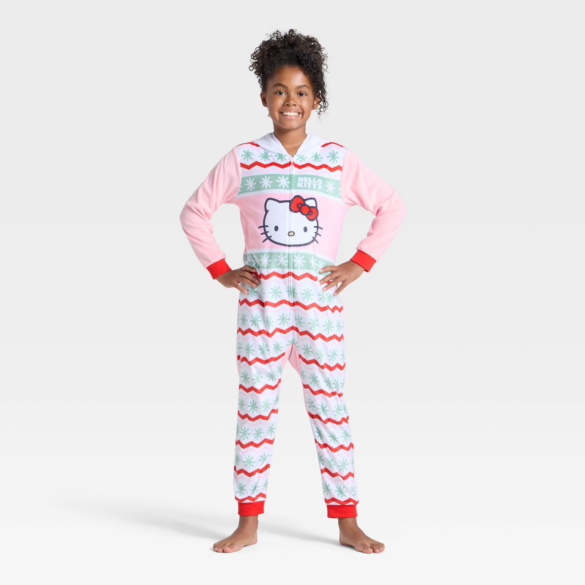 Girls' Hello Kitty Holiday Long Sleeve Union Suit - Blush