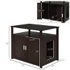 Cat Litter Box Furniture Cabinet with Removable Partition,Hidden Litter Box Enclosure and Indoor Cat House-LAOTIES - 3 of 4
