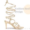Perphy Women's Snakeskin Print Strappy Lace Up Stiletto Heel Slingback Sandals - 4 of 4